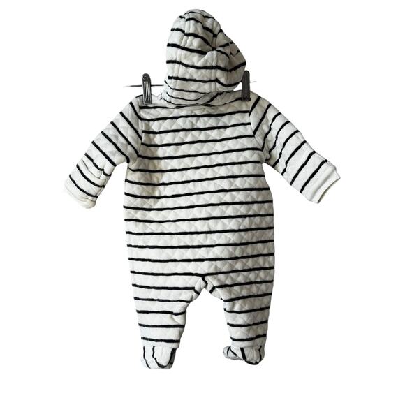 New Nordstrom Baby Hooded Bunting Striped Ivory Egret Size 3 Months - Picture 2 of 8